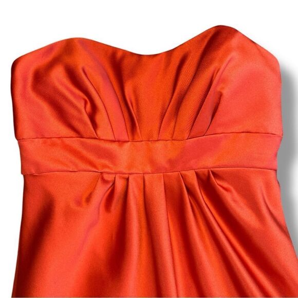 Alfred Angelo Reddish Orange Strapless Midi Cocktail Dress Sz 4 - Picture 3 of 10